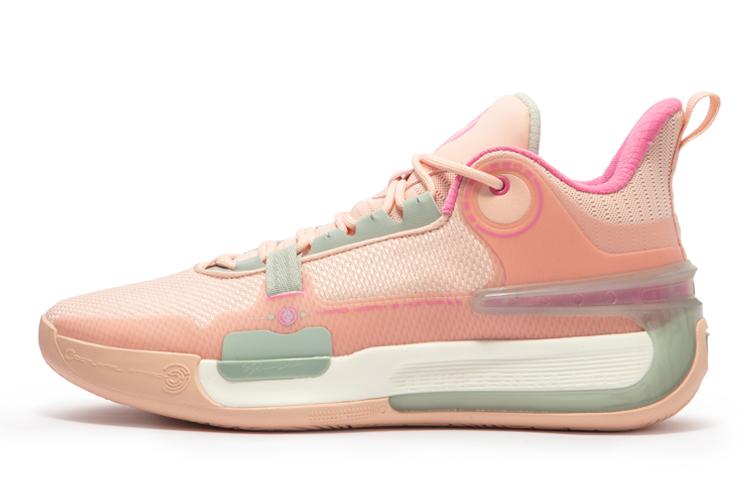 361° Cushioned Wear-Resistant Slip-Resistant Low-Top Basketball Shoes Men's Soft Pink/Thin Gray Green