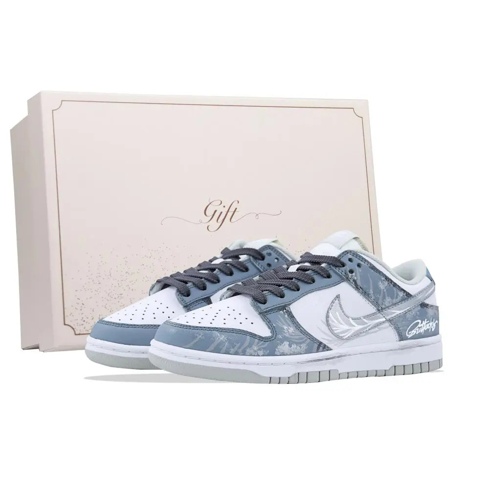 Nike Dunk Luxury Box, Light Feather Trail Abrasion Resistant Low top Skateboard Shoes Unisex Smoke Gray