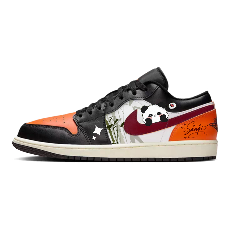 Jordan Air Jordan 1 Cushioning Abrasion Resistant Breathable Low Top Vintage Basketball Shoes Unisex White Black