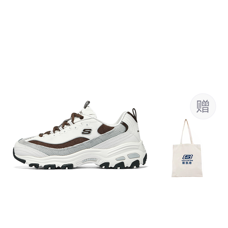Skechers D'LITES 1.0 Anti-Slip Wear-Resistant Low-Top Chunky Sneakers Women's White Black