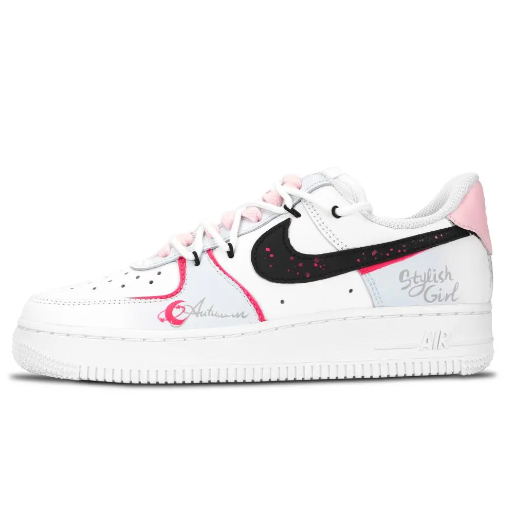 Nike Air Force 1 Star Moon Vast Abrasion Resistant Low top Skateboard Shoes Unisex White Pink