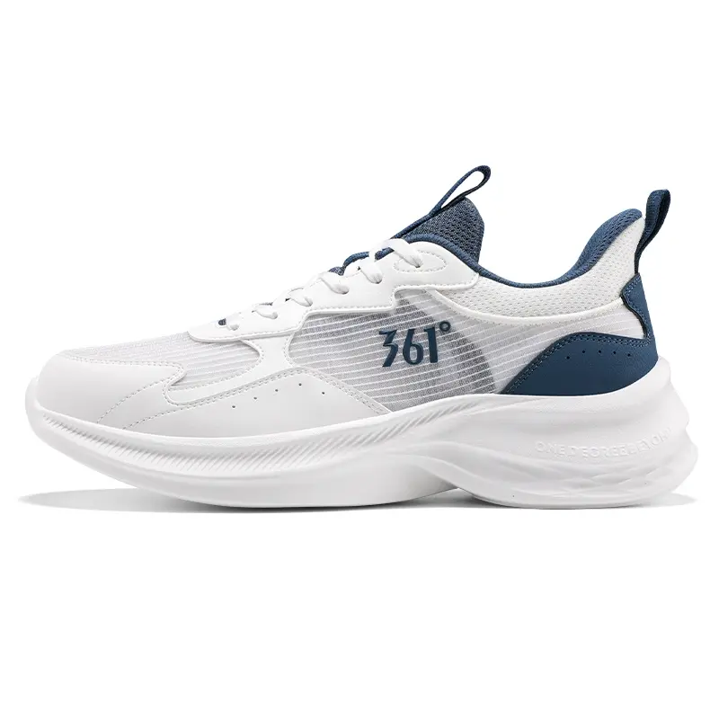 361° Anti Slip Wear Resistant Low Top Sprint Running Shoes Men's White Blue