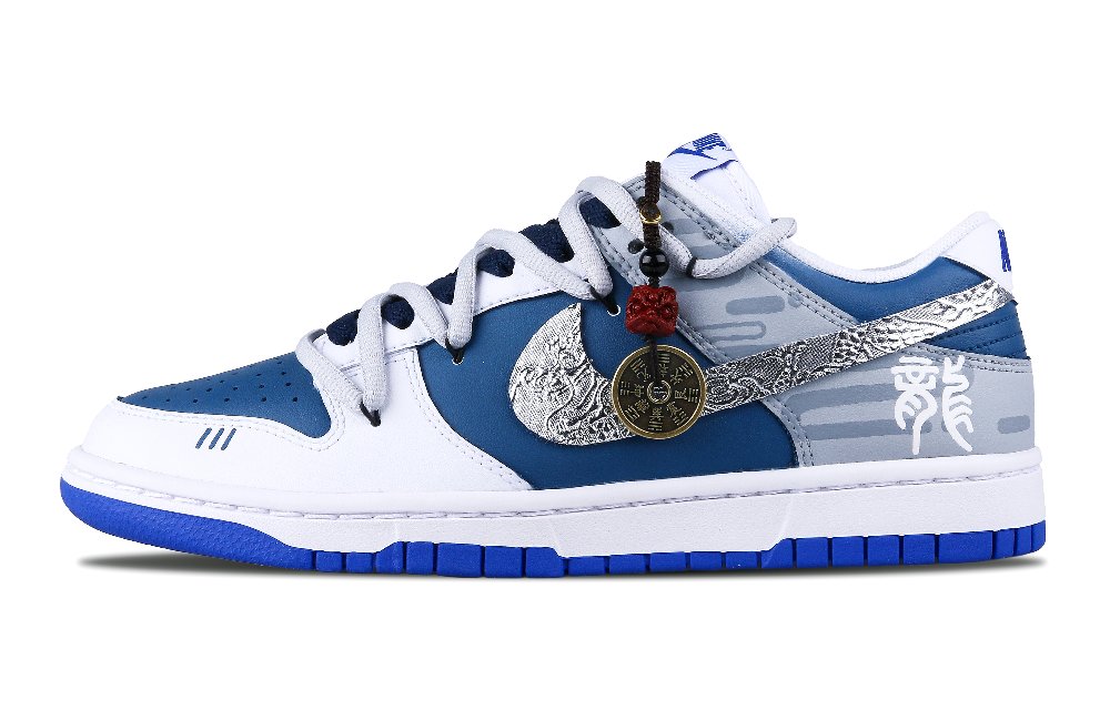 Nike Dunk Low Top Skateboard Shoes Men's Blue Gray