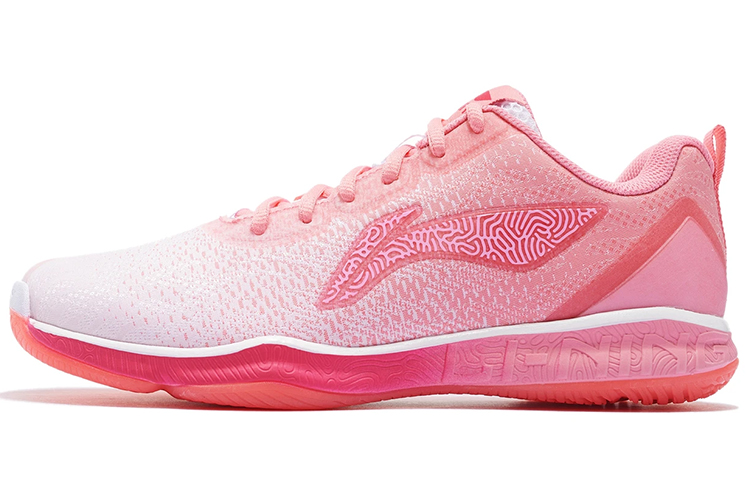 LiNing Cushioned Anti Slip Wear Resistant Breathable Lightweight Low Top Badminton Shoes Women's Pink