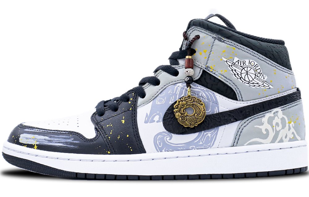 Jordan Air Jordan 1 Mid-Top Vintage Basketball Shoes Men's Black White