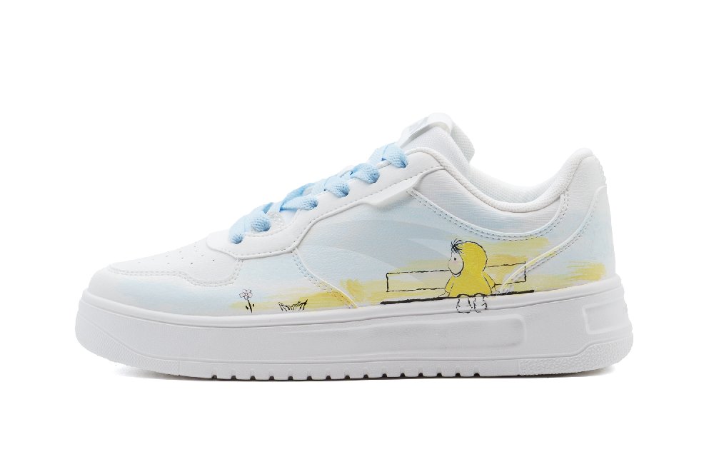 Anta Relaxed Cushioning Impact Resistance Low Top Skateboard Shoes Unisex White Blue Yellow