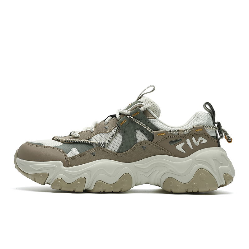 FILA FLUID 5 Anti-Slip And Wear-Resistant Breathable Low-Top Casual Shoes Men's White Gray