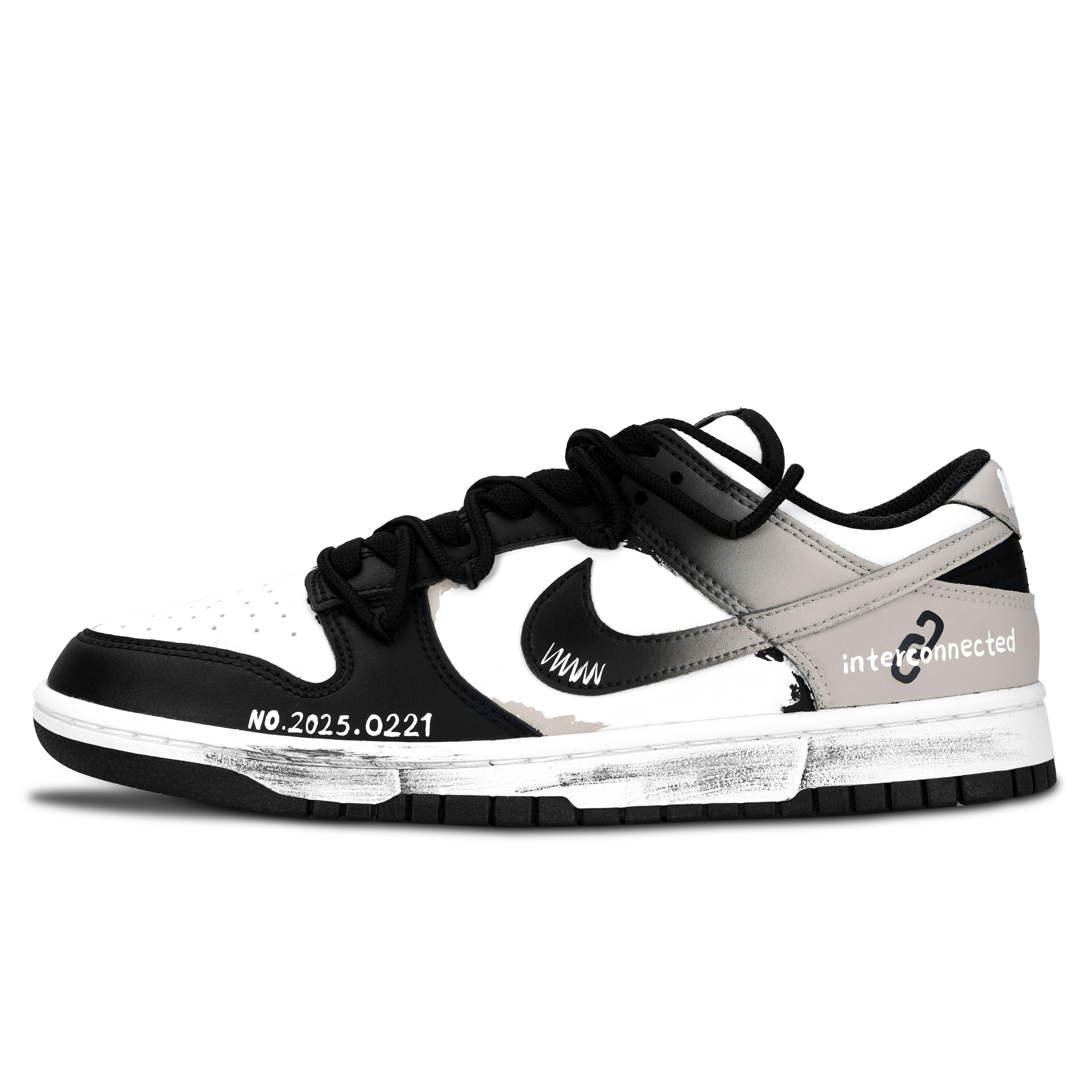 Nike Dunk Black White, Shackles Heavy Abrasion Resistant Low top Skateboard Shoes Unisex White Black