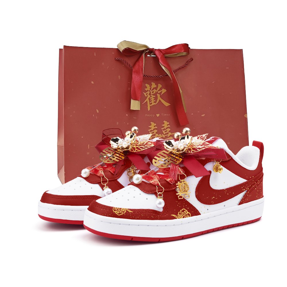 Nike Court Borough 2 Abrasion Resistant Low top Skateboard Shoes Women's Red