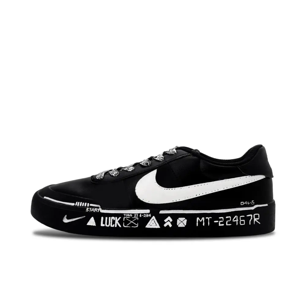 Nike Court Shot Black Weapon Graffiti Abrasion Resistant Low top Skateboard Shoes Men's Black White