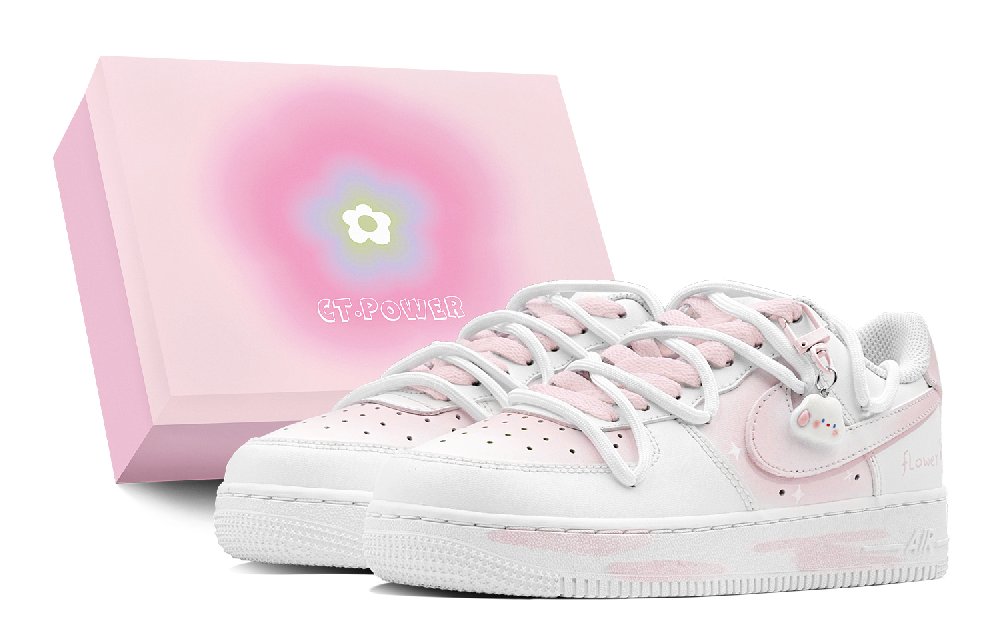 Nike Air Force 1 Low Air Force 1 Anti-Slip And Wear-Resistant Water-Resistant Low-Top Skateboard Shoes GS White Pink
