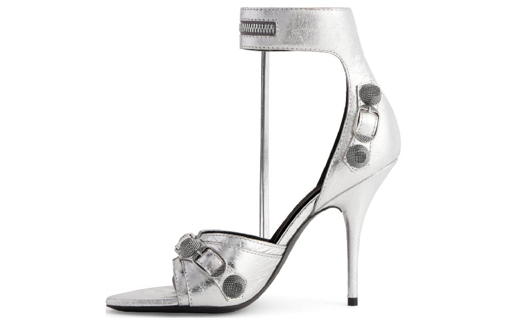 Balenciaga Cagole One Strap Sandals 11cm Women's Silver