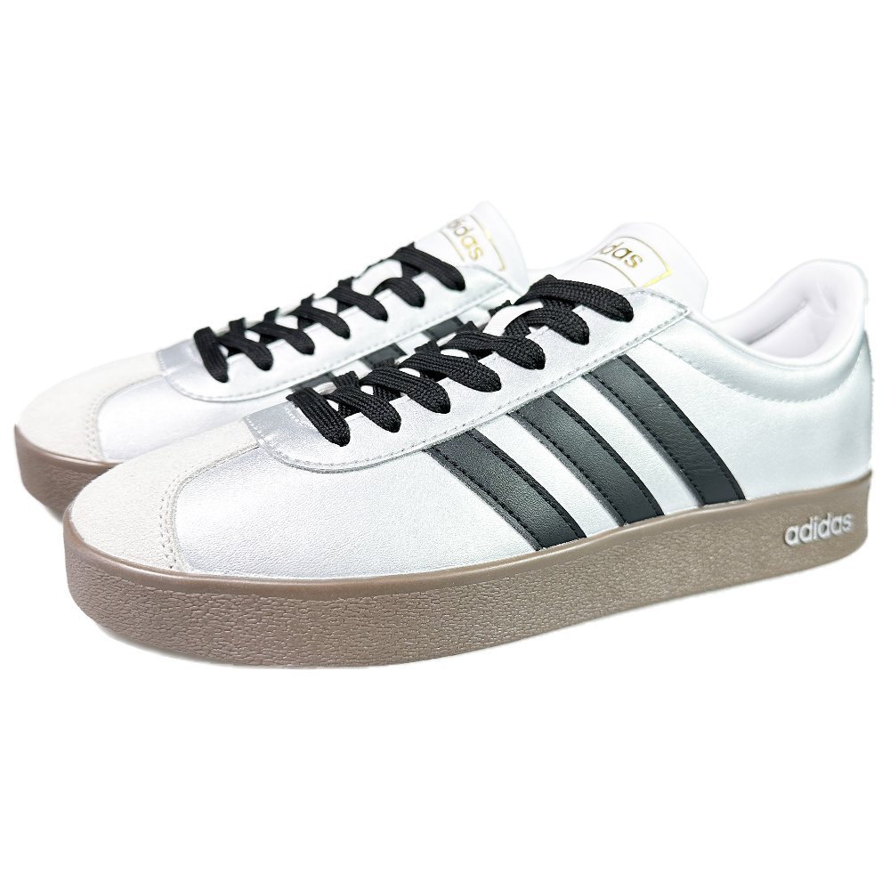 Adidas Neo Vl Court Classic Low Top Skateboard Shoes Unisex Silver Black