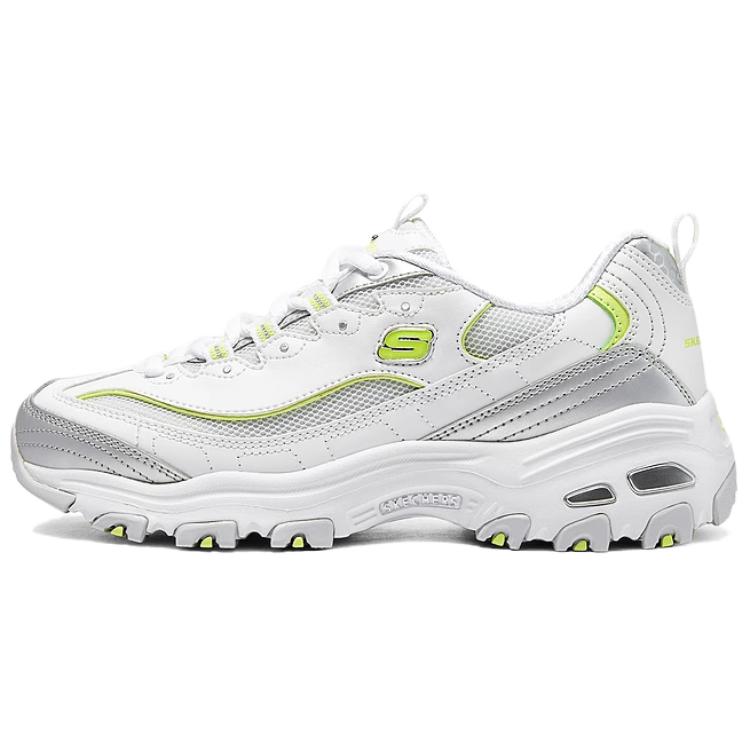Skechers DLITES Breathable Low-Top Chunky Sneakers Women's White Silver