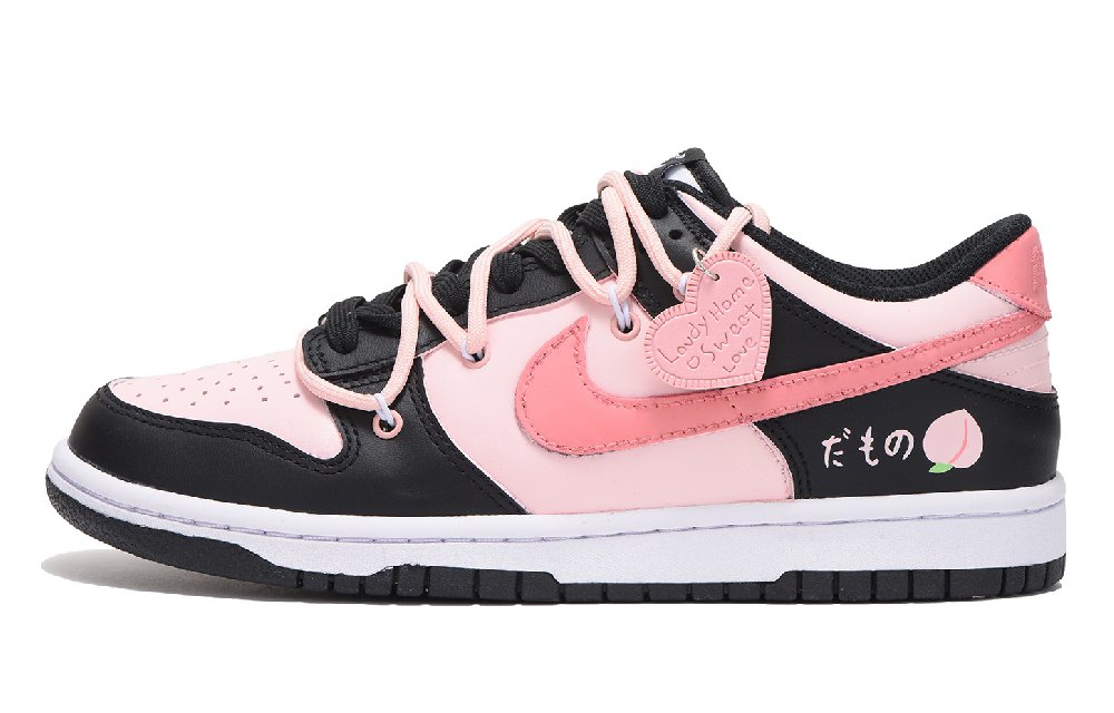 Nike Dunk Low Low-Top Skateboard Shoes GS Black Pink