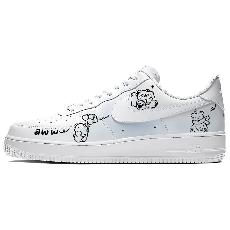 Nike Air Force 1 Line Bear Abrasion Resistant Low Top Skateboard Shoes Unisex Blue