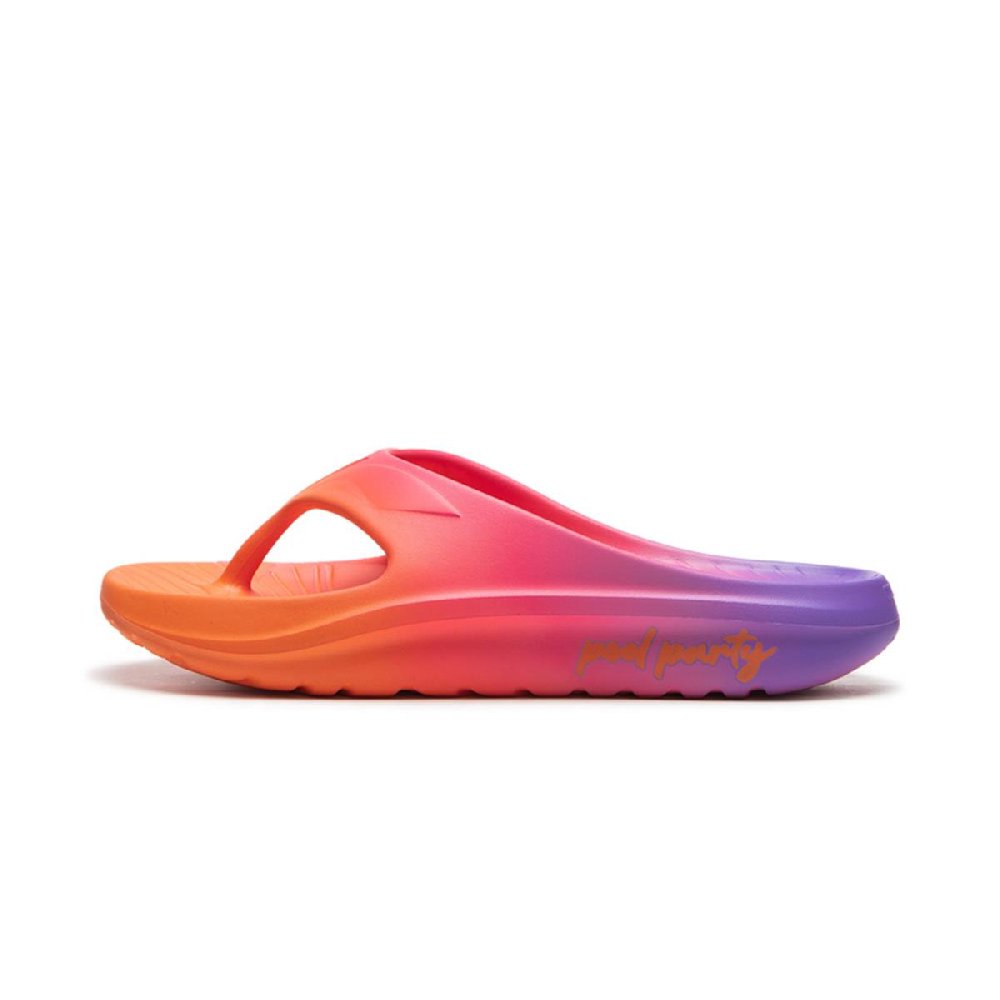 LOL x LiNing Abrasion Resistant Slip Resistant Flip Flops Unisex Orange Purple