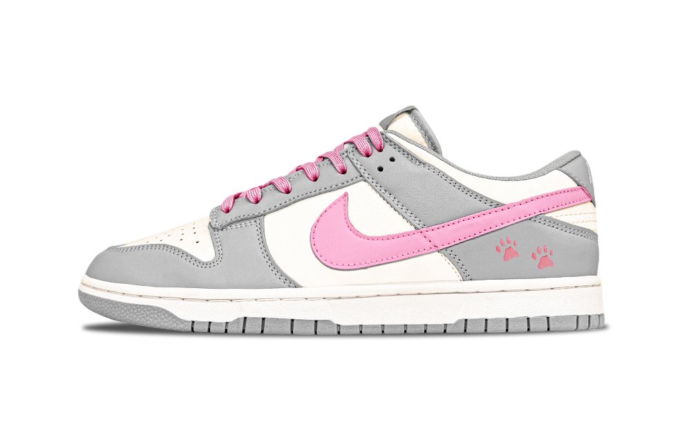 Nike Dunk Gray Puff Abrasion Resistant Low Top Skateboard Shoes Women's Gray Pink
