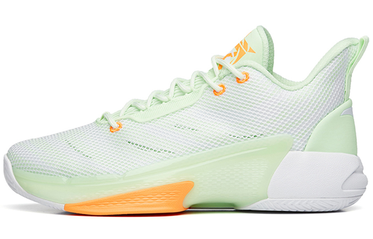 Anta Attack 4 Abrasion Resistant Rebound Mid-Top Performance Basketball Shoes Men's White Green Orange