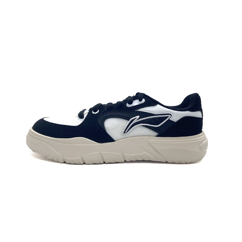 LiNing Breathable Abrasion Resistant Slip Resistant Low Top Skateboard Shoes Men's Black White