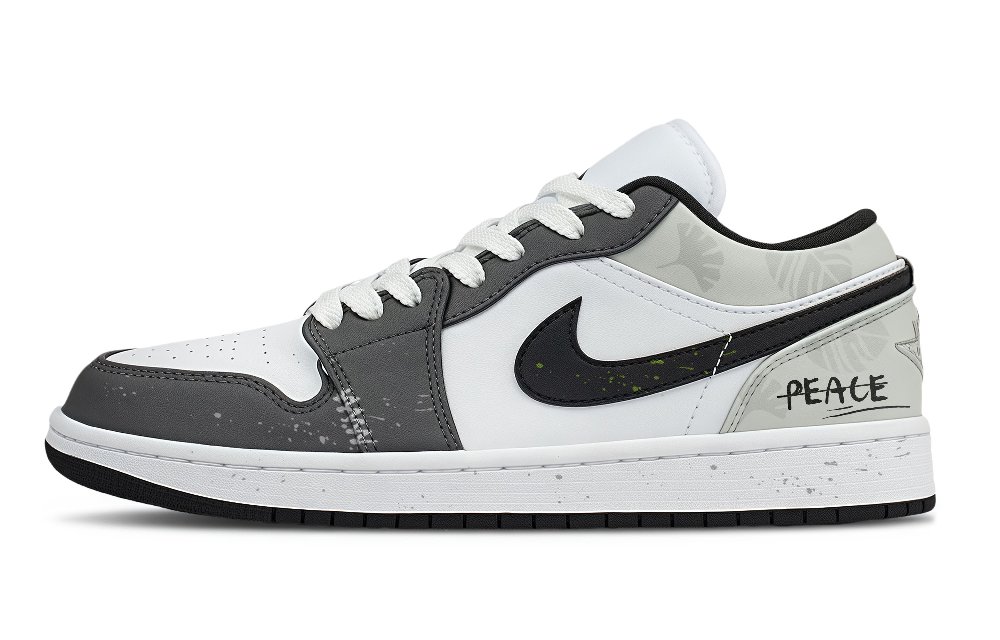 Jordan Air Jordan 1 Abrasion Resistant Low Top Vintage Basketball Shoes Unisex Gray