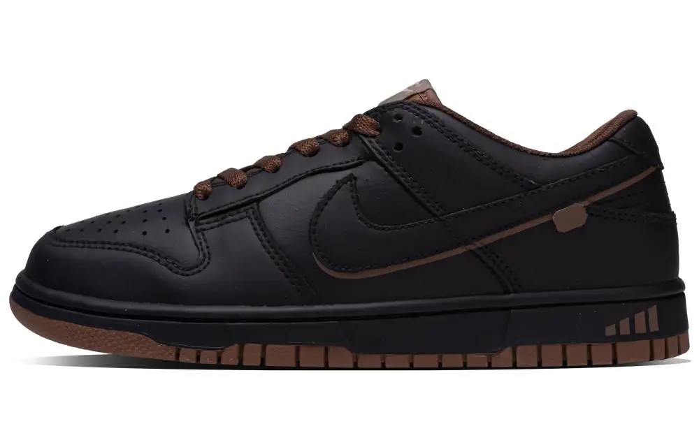 Nike Dunk Black Maca Abrasion Resistant Low top Skateboard Shoes Unisex Black Brown