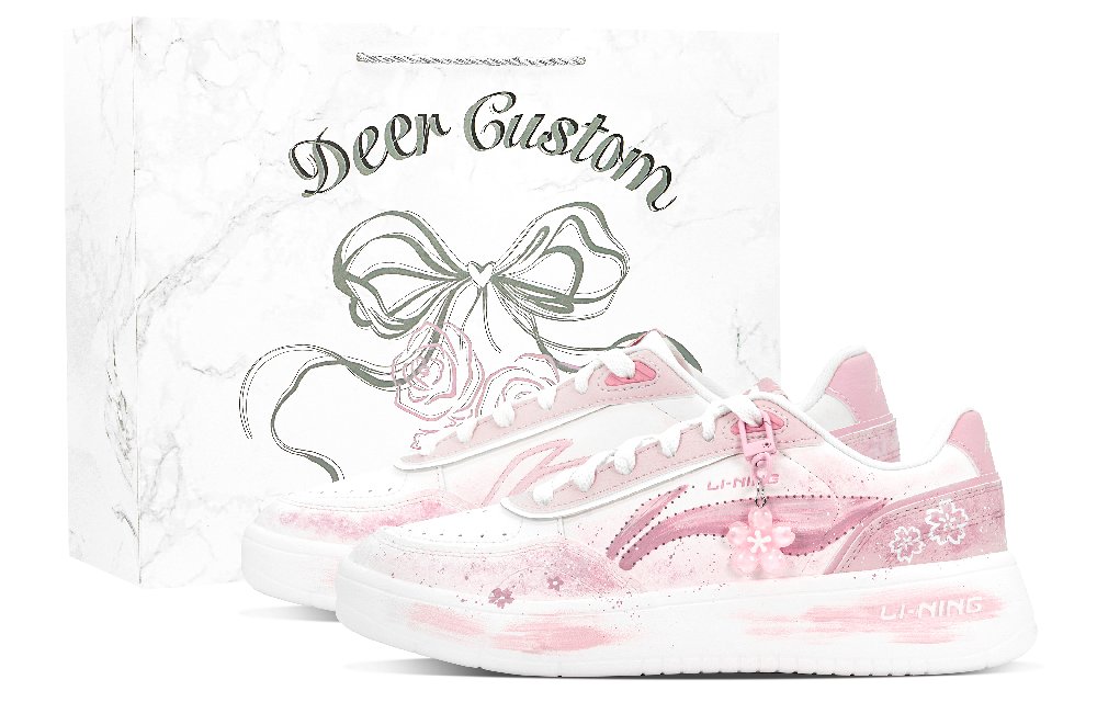 LiNing Su Slip Resistant, Abrasion Resistant, Lightweight Low Top Skateboard Shoes Women's White Pink