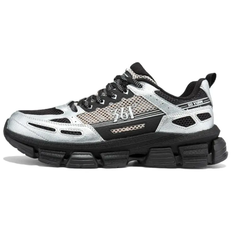361° Wear resistant And Lightweight Low Top Casual Shoes Men's Black Silver