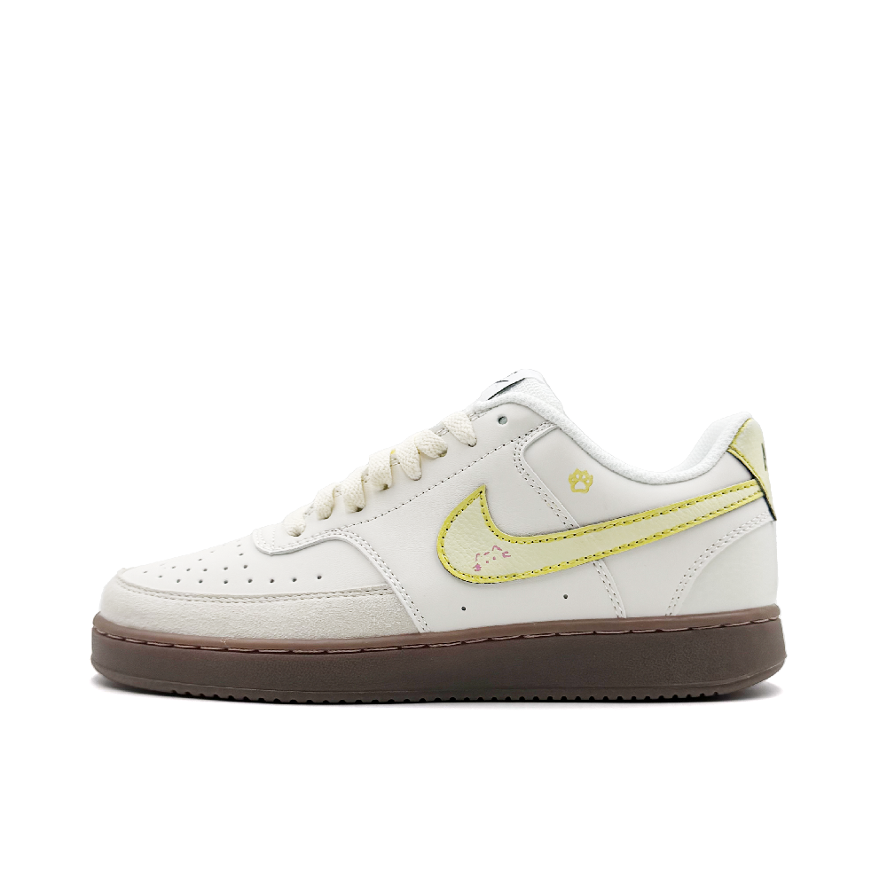 Nike Court Vision 1 Coconut Vastness Abrasion Resistant Low Top Skateboard Shoes Unisex White Yellow