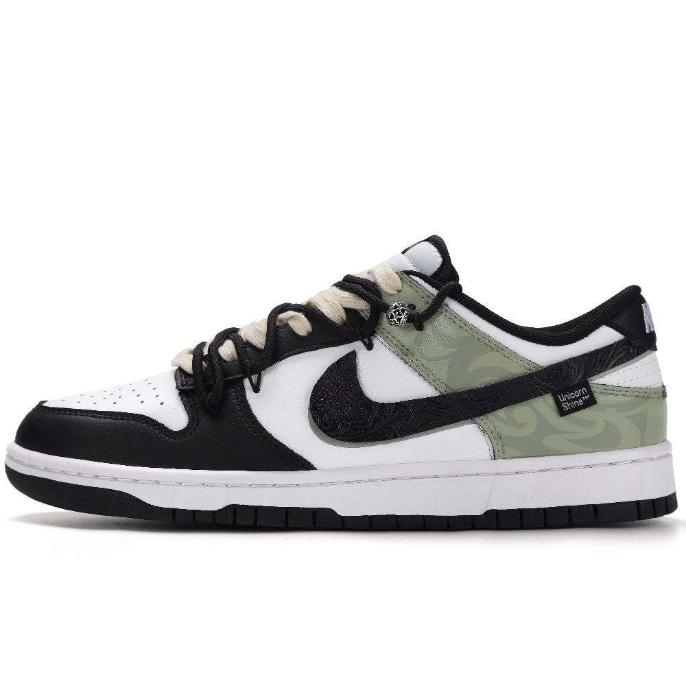 Nike Dunk Classic Of Mountains And Seas Cyan Bird Anti Slip Wear Resistant Low Top Skateboard Shoes Unisex Black Green