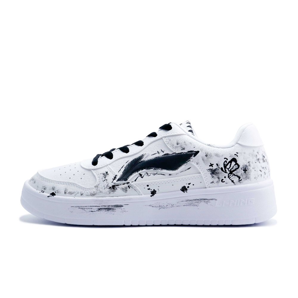 LiNing Pontoon Boats Balanced, Lightweight, And Breathable Low Top Skateboard Shoes Unisex Black White