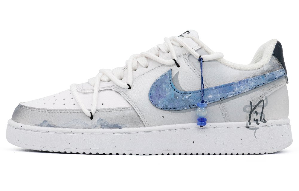 Nike Court Vision 1 Wind's Imprint Anti-Slip Wear-Resistant Low-Top Skateboard Shoes Men's Gray Blue