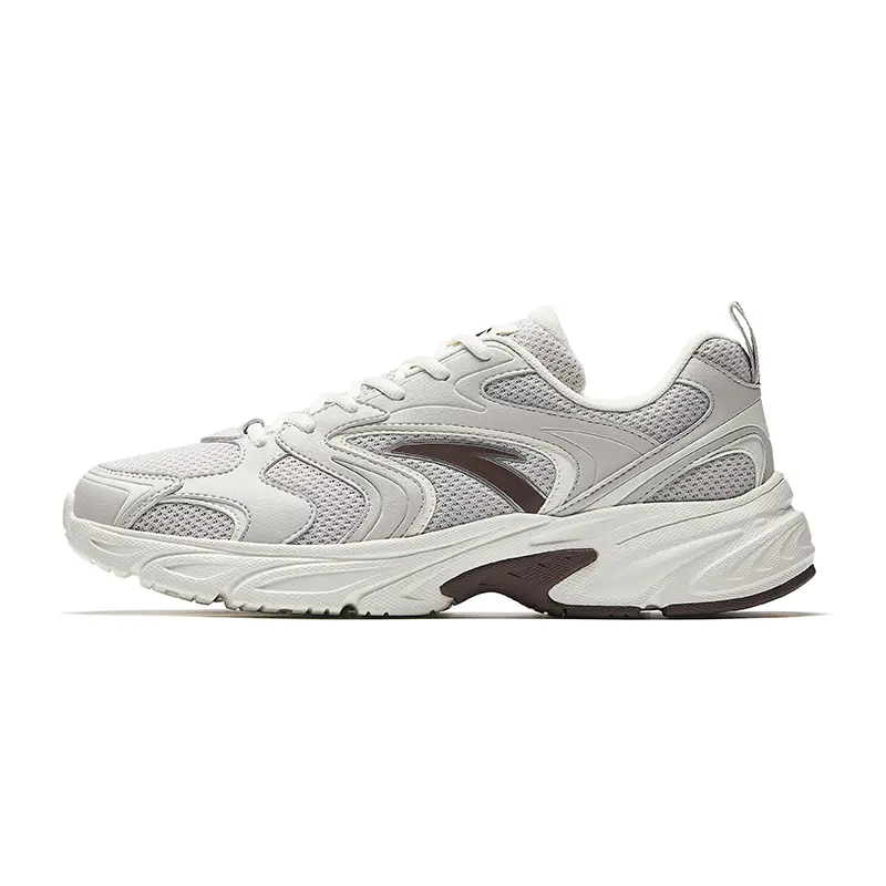 Anta Cushioning, Wear Resistant Low Top Casual Shoes Men's Shade 1 Gray Ivory White