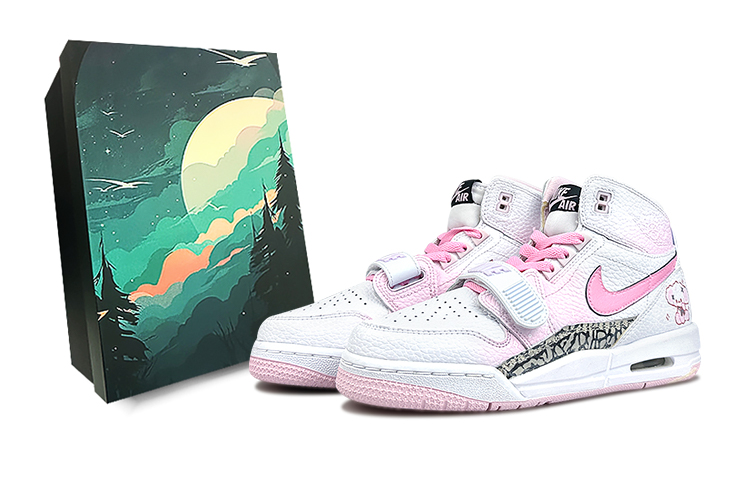 Jordan Legacy 312 Cushioning Anti-Slip And Wear-Resistant High-Top Vintage Basketball Shoes GS Pink White