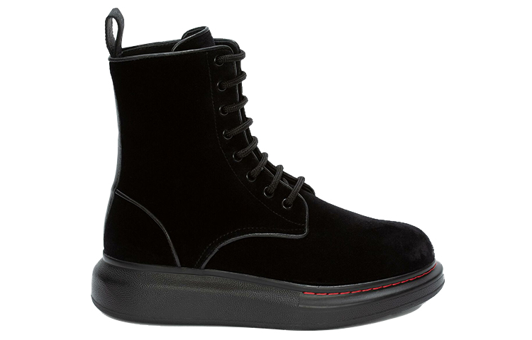 Alexander McQueen Hybrid Lace Up Boot Velvet Black Women's купить в интернет-магазине Yoocart с быстрой доставкой по России.