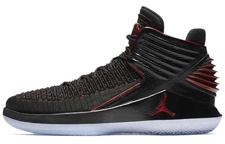 Jordan Air Jordan 32 Bred MJ Day Cushioning Slip-Resistant Balance Mid-Top Basketball Shoes Men's Black Red