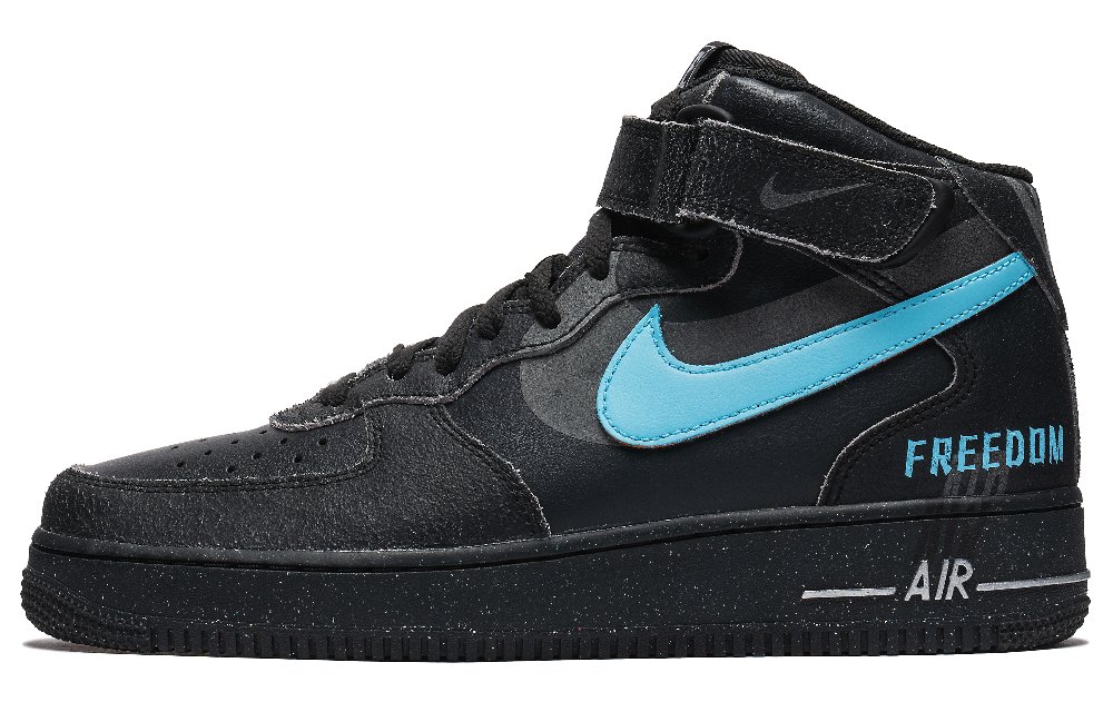 Nike Air Force 1 Mid-Top Skateboard Shoes Men's Black Blue