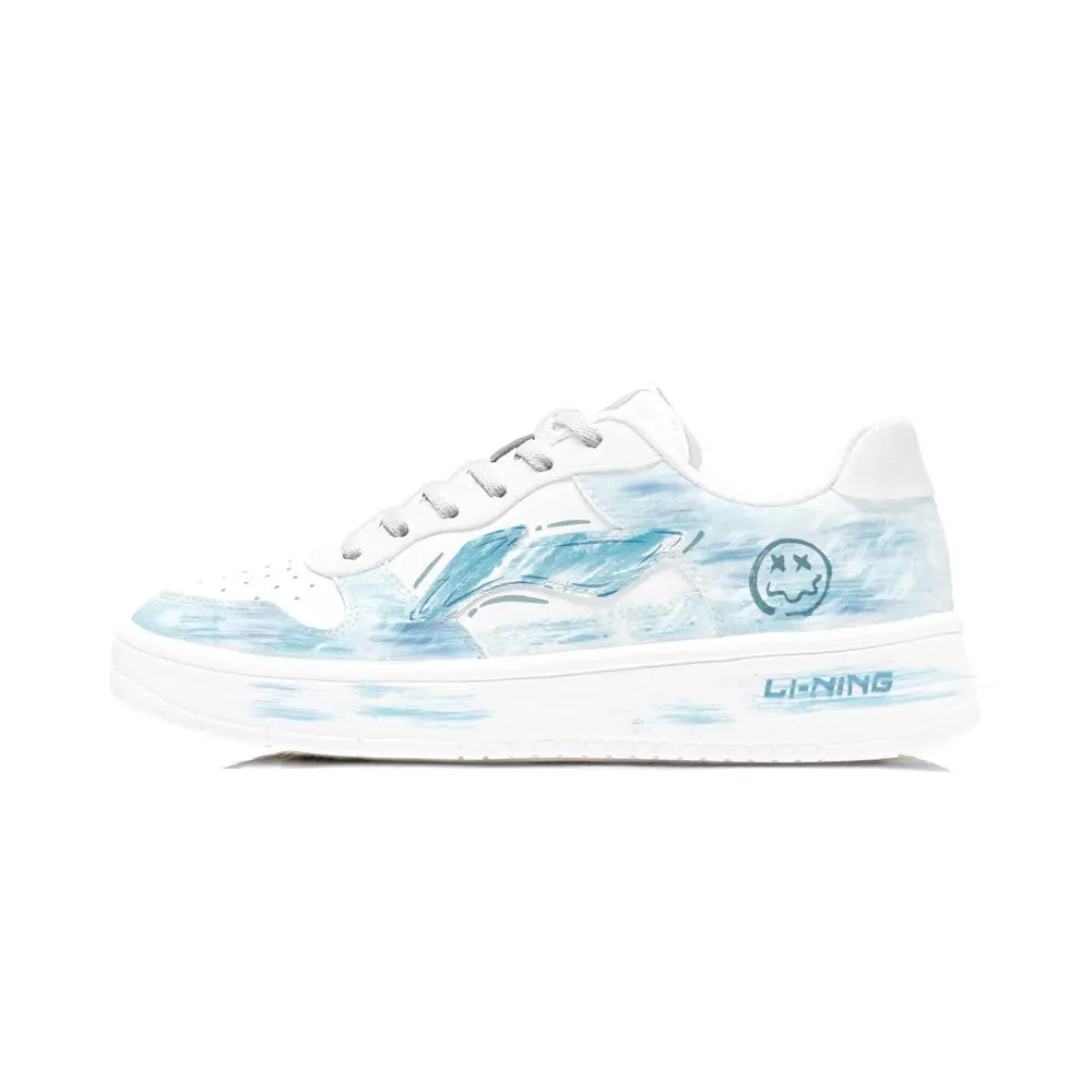 LiNing Pontoon Boats Slip Resistant Abrasion Resistant Low top Skateboard Shoes Men's Blue White