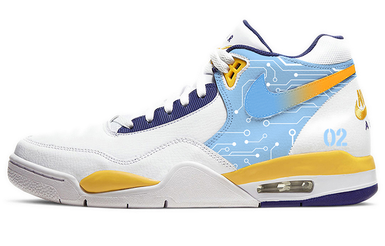 Nike Flight Legacy Mid-Top Vintage Basketball Shoes Men's White Blue Yellow
