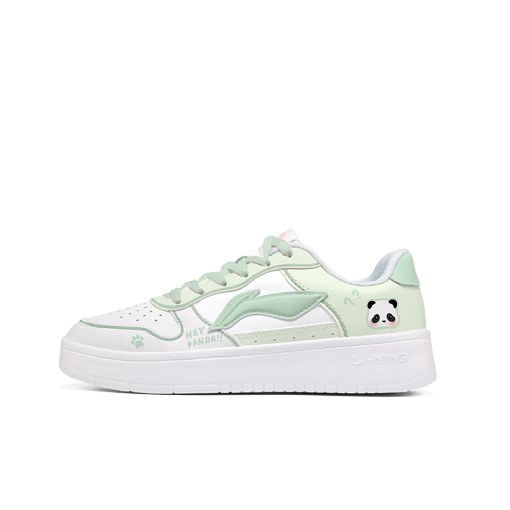 LiNing Pontoon Boats Anti Slip Wear Resistant Low Top Skateboard Shoes Women's White Green