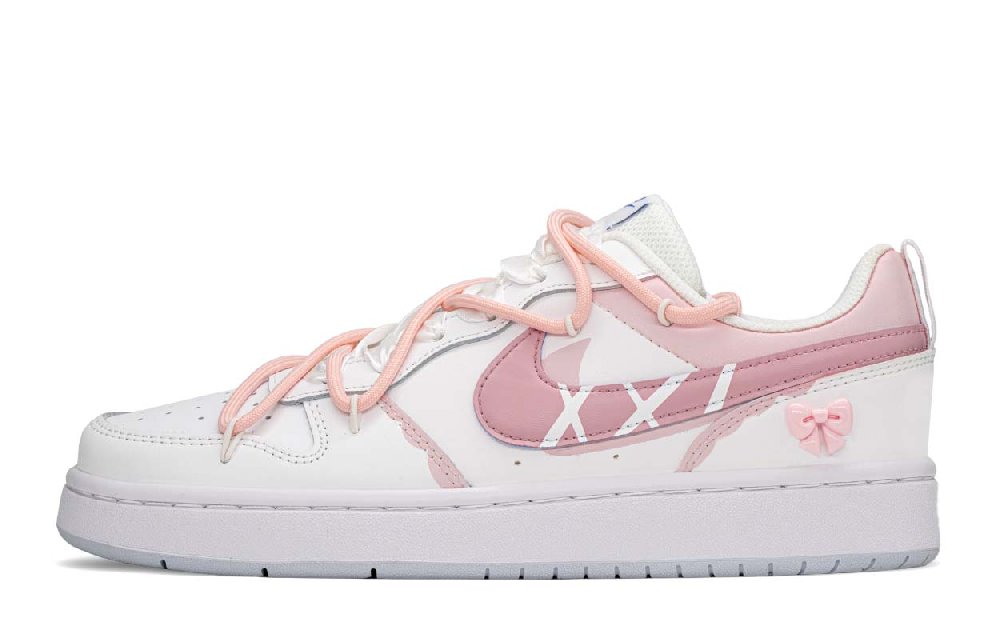 Nike Court Borough Low Top Skateboard Shoes GS Pink White