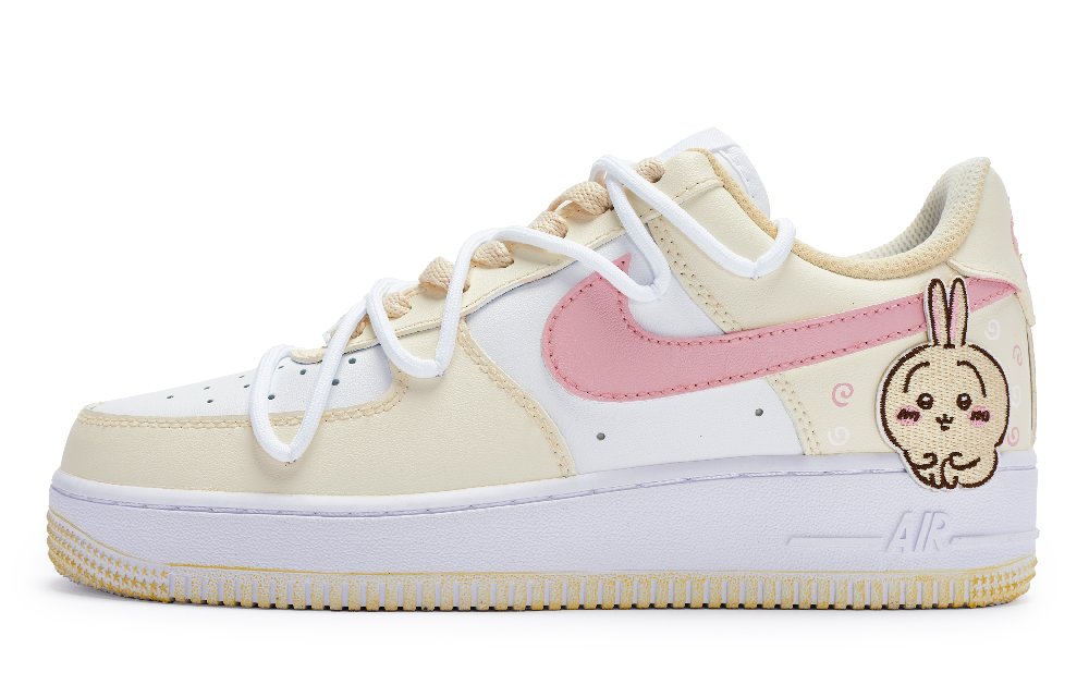 Nike Air Force 1 07 811 Manufacturing, Squeaky Bunny Low Top Skateboard Shoes Men's Yellow White Pink
