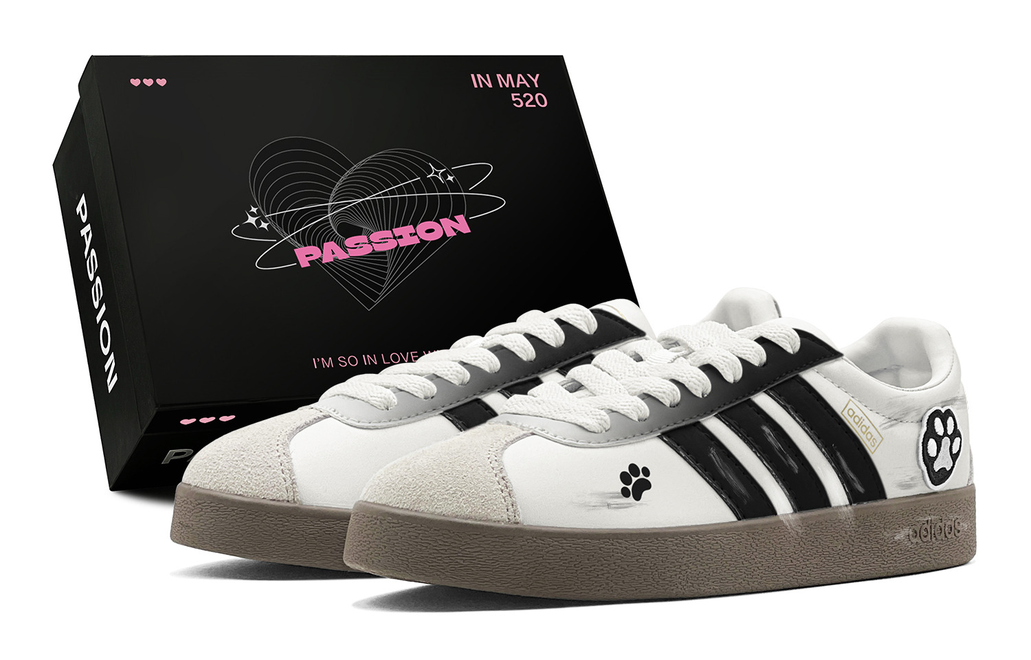 Adidas VL COURT 2.0 Summer Refresh, Puppy Party Low Top Skateboard Shoes Unisex Black Gray