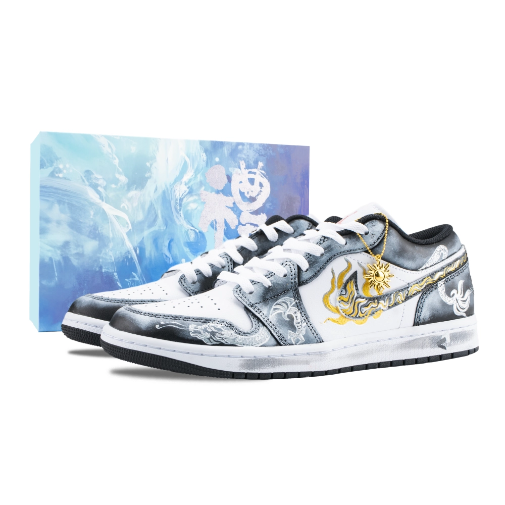 Jordan Air Jordan 1 Vintage Basketball Shoes Unisex Low top Black/Gold