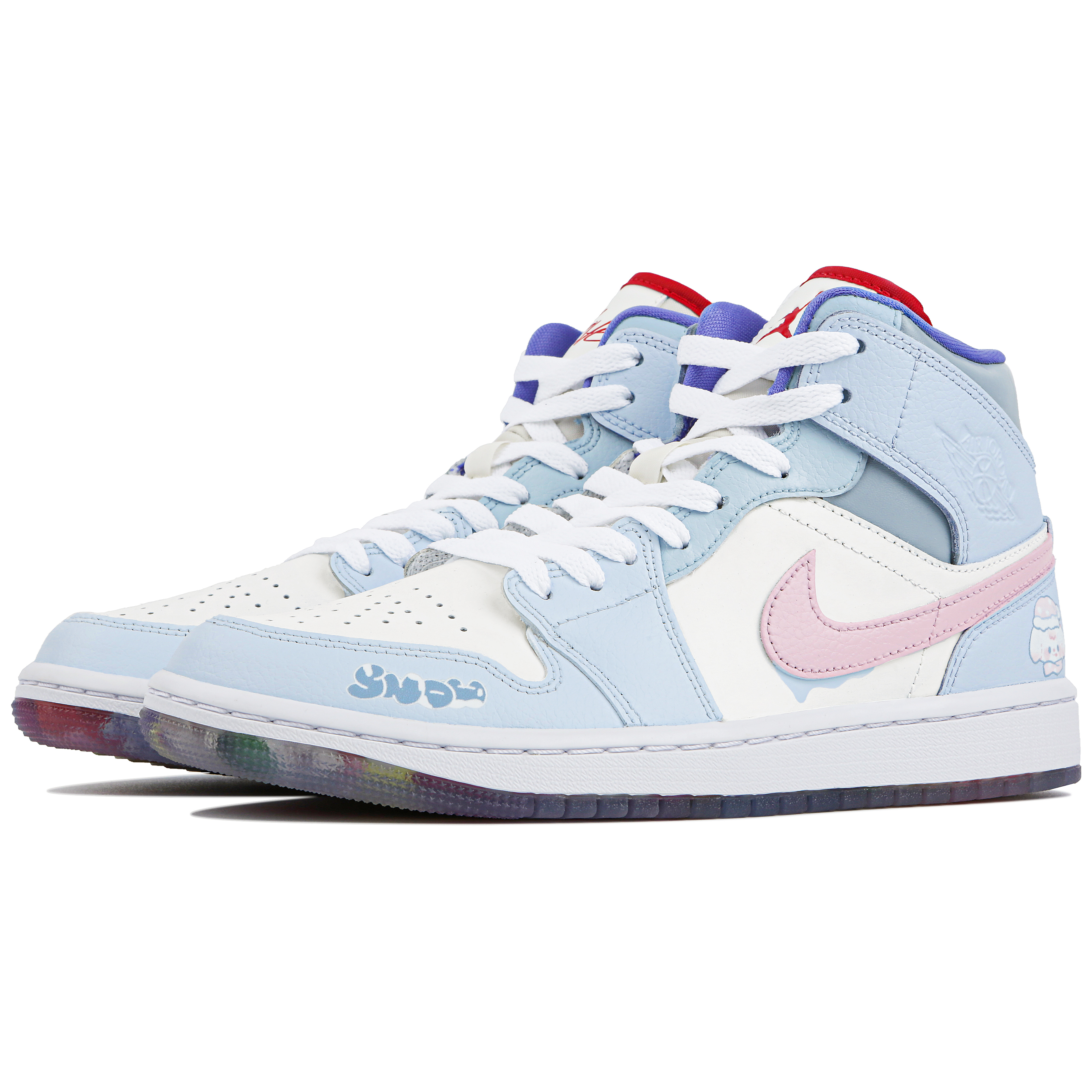 Jordan Air Jordan 1 Abrasion-Resistant Mid-Top Vintage Basketball Shoes GS Pink Blue купить в интернет-магазине Yoocart с быстрой доставкой по России.