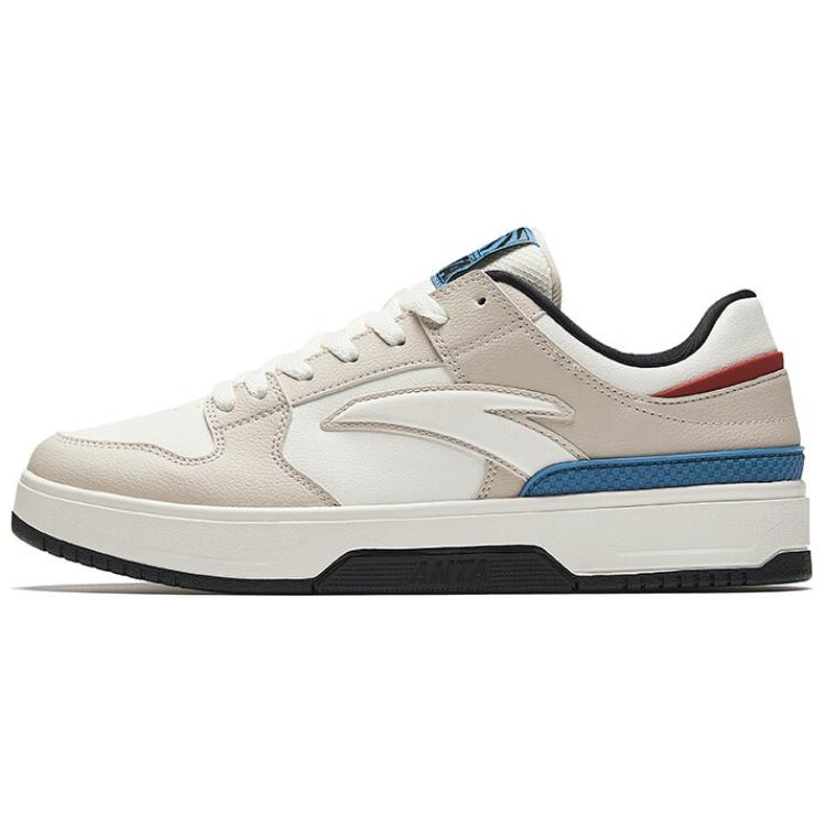 Anta Cushioning, Abrasion Resistant, Height Increasing Low Top Skateboard Shoes Men's White Beige Blue