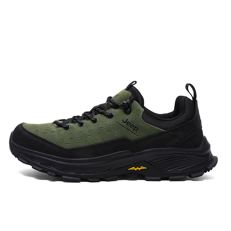 Jeep Cushioning Rebound Wear-Resistant Breathable Slip-Resistant Low-Top Outdoor Shoes Men's Charcoal Moss Green