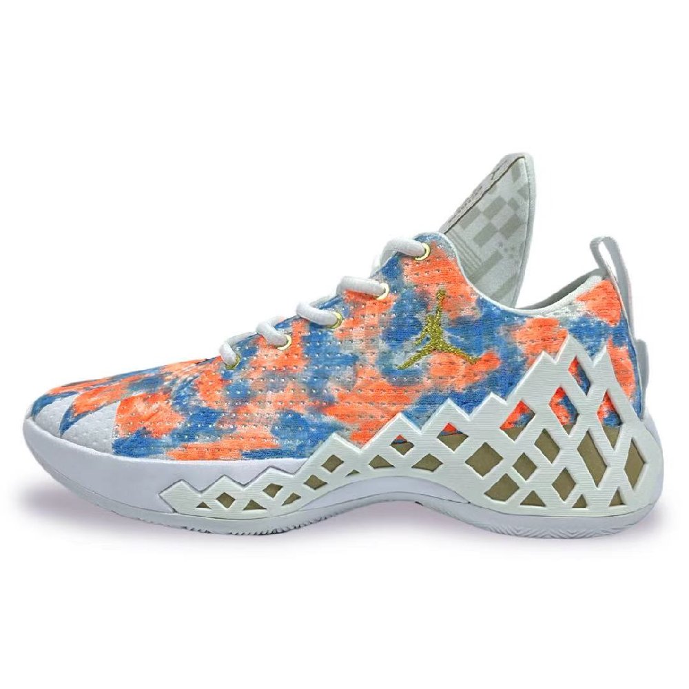 Jordan Jumpman Diamond Feiyue Shadow Cushioning Slip Resistant Low Top Basketball Shoes Men's Blue Orange