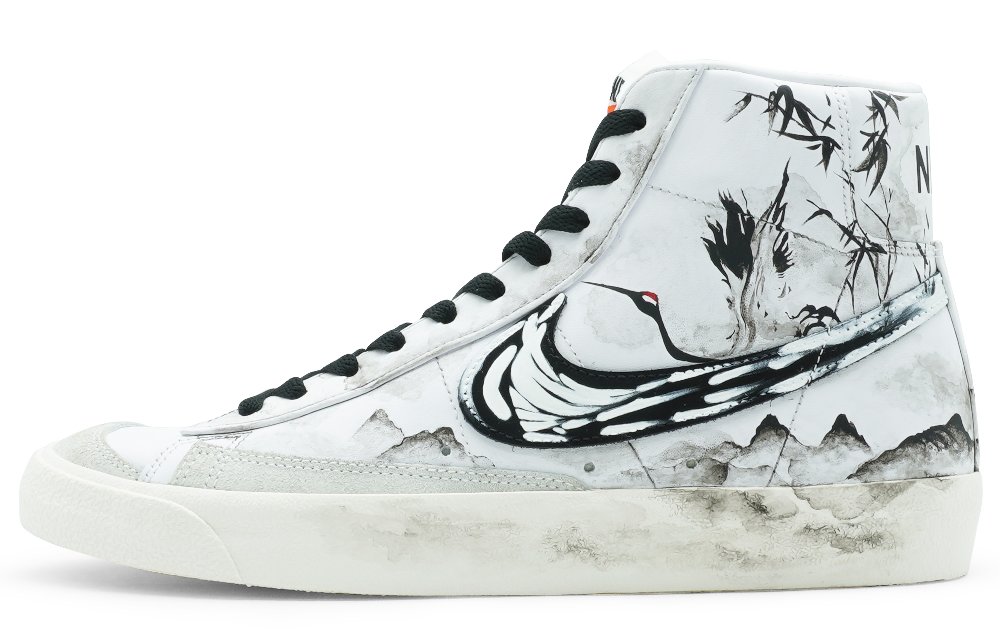 Nike Blazer Warm Anti-Slip And Wear-Resistant High-Top Skateboard Shoes Unisex Black White