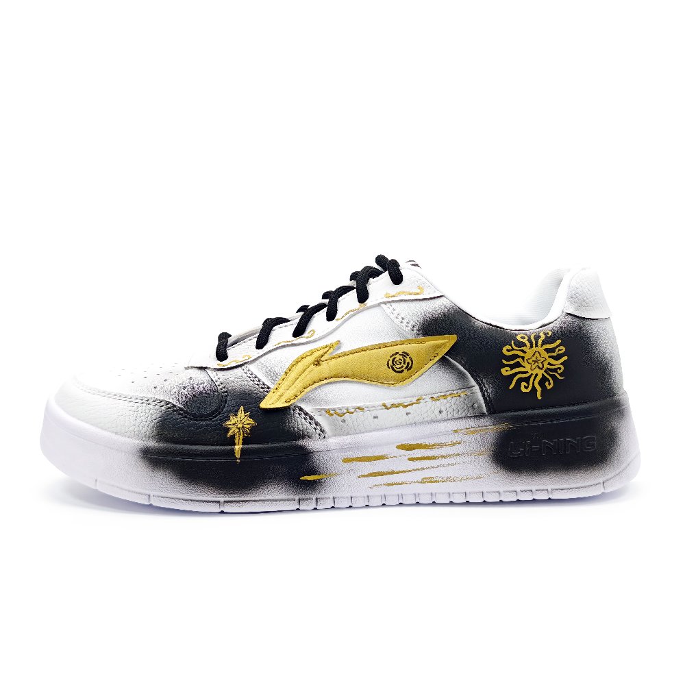 LiNing Pontoon Boats Abrasion Resistant Breathable Height Increasing Low Top Skateboard Shoes Unisex Black White Gold